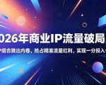 2026年商业IP流量破局用，搜索+IP组合跳出内卷，抢占精准流量红利，实现一分投入十分回报