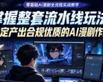 零基础AI漫剧全流程实战教学，掌握整套流水线玩法，稳定产出合规优质的AI漫剧作品
