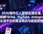2026海外红人营销实理论课，系统拆解TikTok、YouTube、Instagram三大主流平台的算法特点与底层营销逻辑
