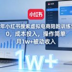 2026年小红书搜索虚拟电商陪跑训练营4.0，0成本投入，操作简单，月1w+被动收入（更新0628）