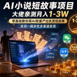 AI小说短故事项目，大佬亲测月入1-3W，零基础教你用AI批量产出优质短故事，实现一稿多吃多渠道变现