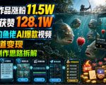 13条作品涨粉11.5W，轻松获赞128.1W，戏耍钓鱼佬AI爆款视频，多渠道变现，全套制作思路拆解