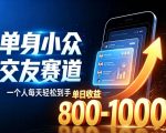 单身小众交友赛道，一个人每天轻松到手1000+，落地快、见效稳【揭秘】