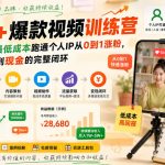 IP+爆款视频训练营，带你用最低成本跑通个人IP从0到1涨粉，从流量到现金的完整闭环