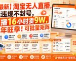 【最新】淘宝无人直播，无违规不封号，直播16小时卖9W，全年旺季！可批量矩阵【揭秘】