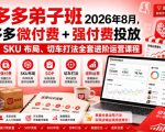Ay干多多‑拼多多弟子班2026年8月，拼多多微付费+强付费投放SOP、SKU布局、切车打法全套进阶运营课程