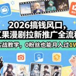 2026搞钱风口，红果漫剧拉新推广全流程实战教学，0粉丝也能月入过1W（更新0819）