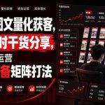 小红书图文量化获客，2小时干货分享，详解单人运营20台设备矩阵打法