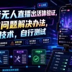 抖音无人直播出活体验证，异常问题解决办法，外来技术，自行测试