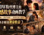 抖音10W粉丝博主的AI情感故事动画教学，灵感剧本‑分镜‑人物声画统一‑剪辑封面全流程，解锁抖音精选独家收益