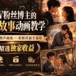 抖音10W粉丝博主的AI情感故事动画教学，灵感剧本‑分镜‑人物声画统一‑剪辑封面全流程，解锁抖音精选独家收益