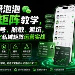 私域绿泡泡微信矩阵教学，基建、热号、脱敏、避坑，聚焦规模化私域矩阵运营实战