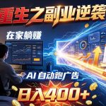 重生之副业逆袭！在家躺赚AI自动跑广告日入400+，无需人工操作【揭秘】