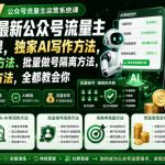 2026年最新公众号流量主运营系统课，独家AI写作方法，0-AI率润色方法、批量做号隔离方法、高爆率选题方法，全都教会你（更新1009）